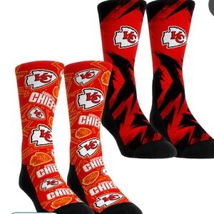 Kids Kansas City Chiefs Red and Black Socks 2Pk
